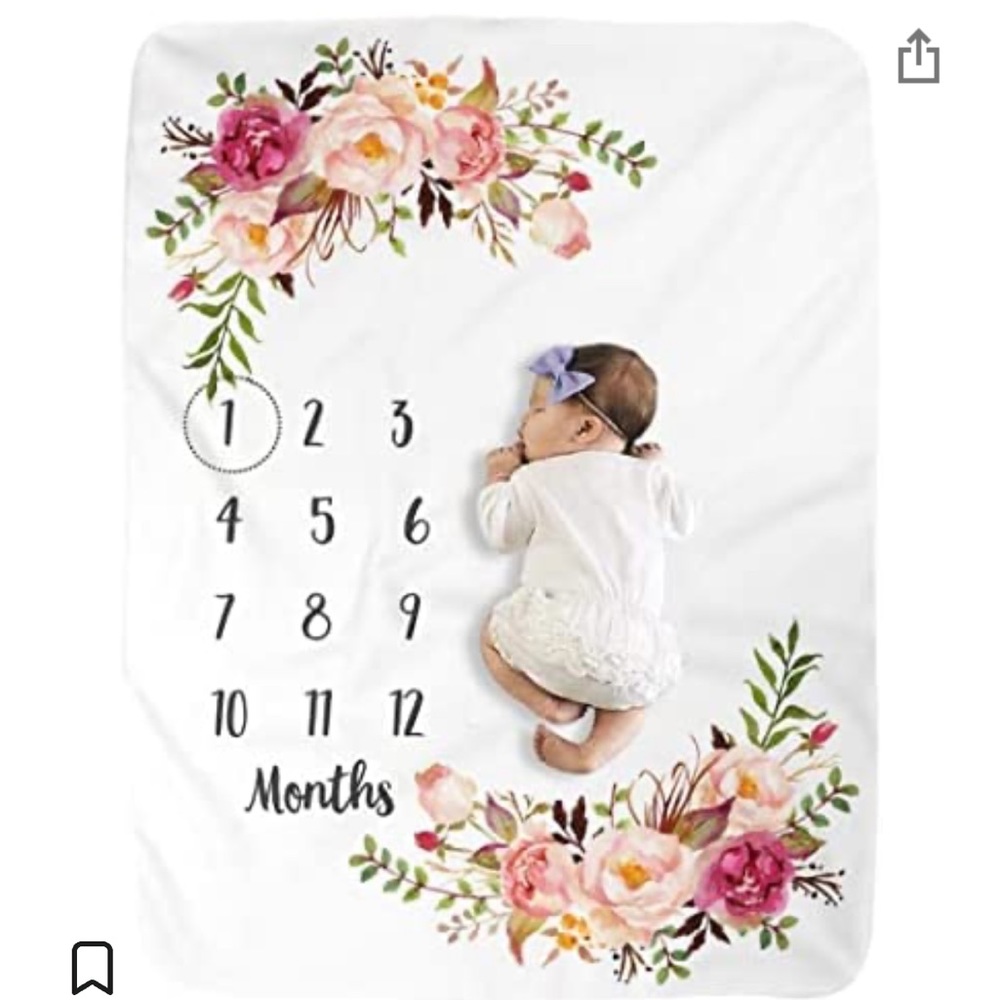 Baby Girls Floral Milestone Blanket
